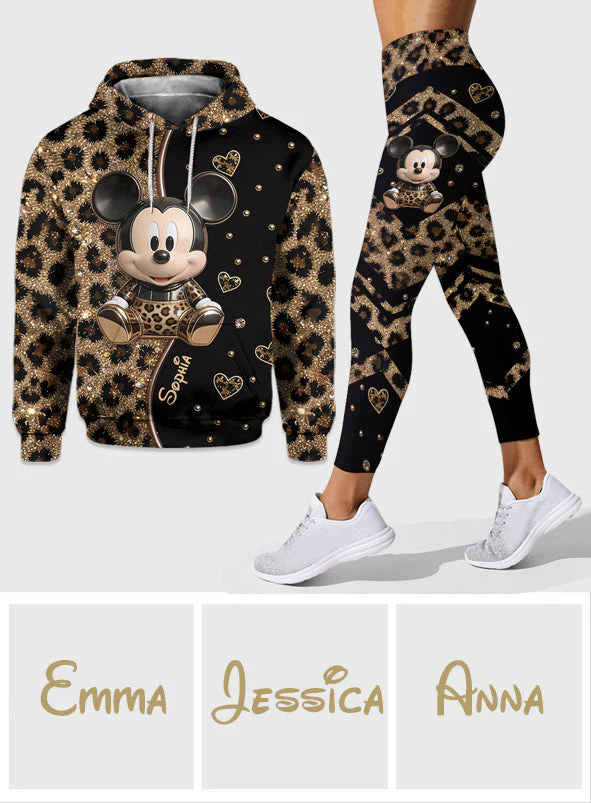 Personalized Leopard Hoodie and Leggings Set for Her - Magic Mouse Gift Hoodie Set GradoCreations