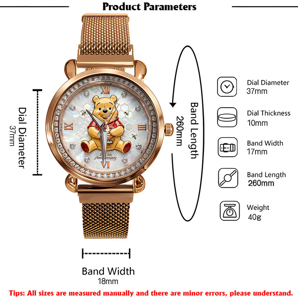 Personalized Women Hand Watch Honey Bear 100th Anniversary Gift for Movie Fans