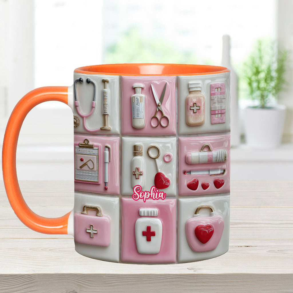 Personalized Nurse Life Accent Mug Gift for Her - Custom Name