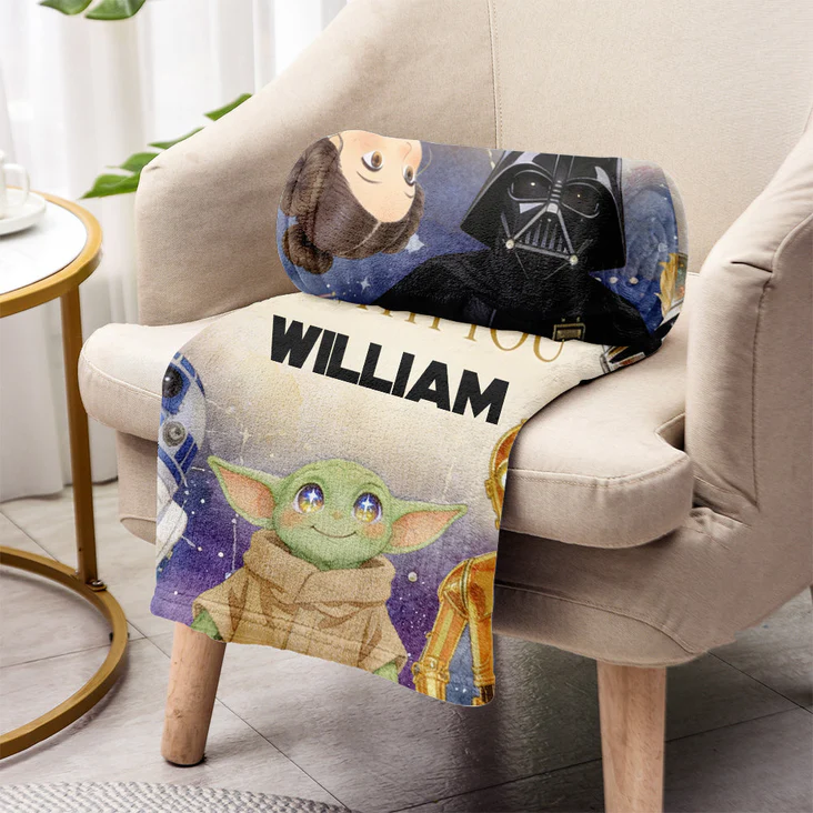 Personalized Star Wars Blanket May The Force Be With You Gift for Movie Fans