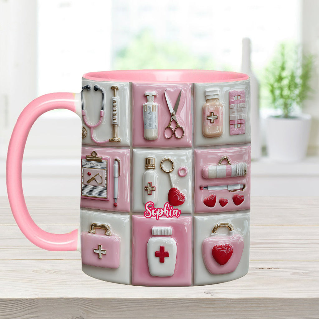 Personalized Nurse Life Accent Mug Gift for Her - Custom Name