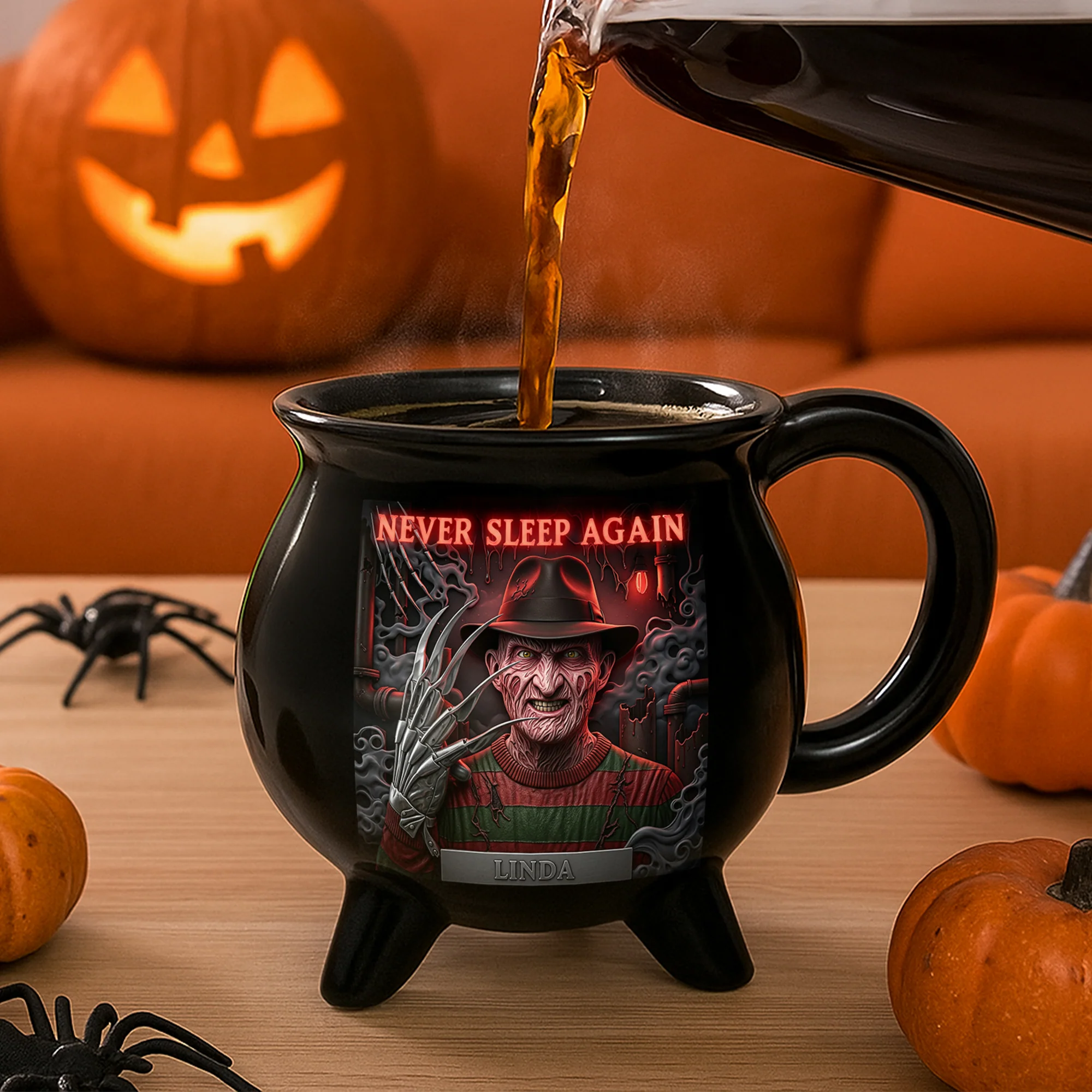 Personalized Horror Cauldron Mug Custom Name Halloween Gift Cauldron Coffee Mug GradoCreations