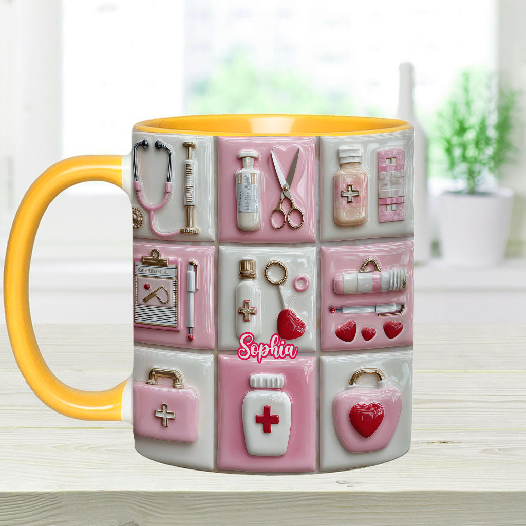 Personalized Nurse Life Accent Mug Gift for Her - Custom Name