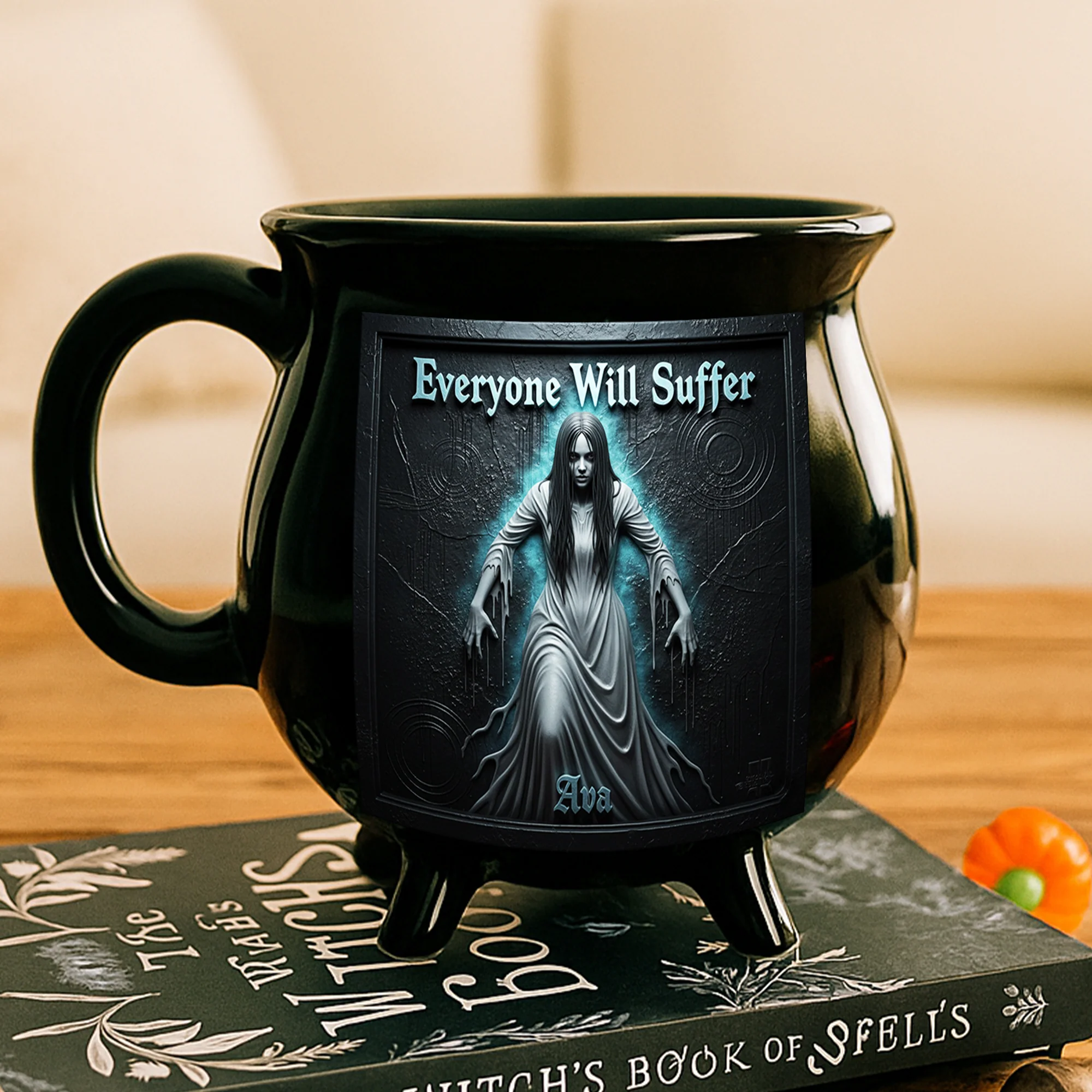 Personalized Horror Cauldron Mug Custom Name Halloween Gift Cauldron Coffee Mug GradoCreations