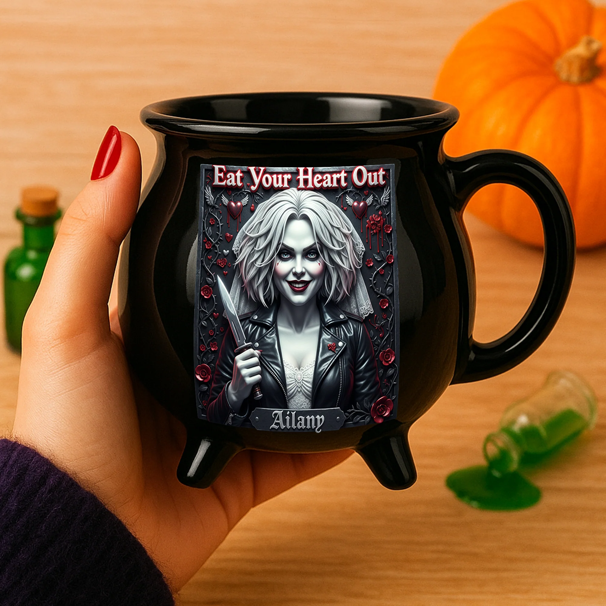 Personalized Horror Cauldron Mug Custom Name Halloween Gift Cauldron Coffee Mug GradoCreations