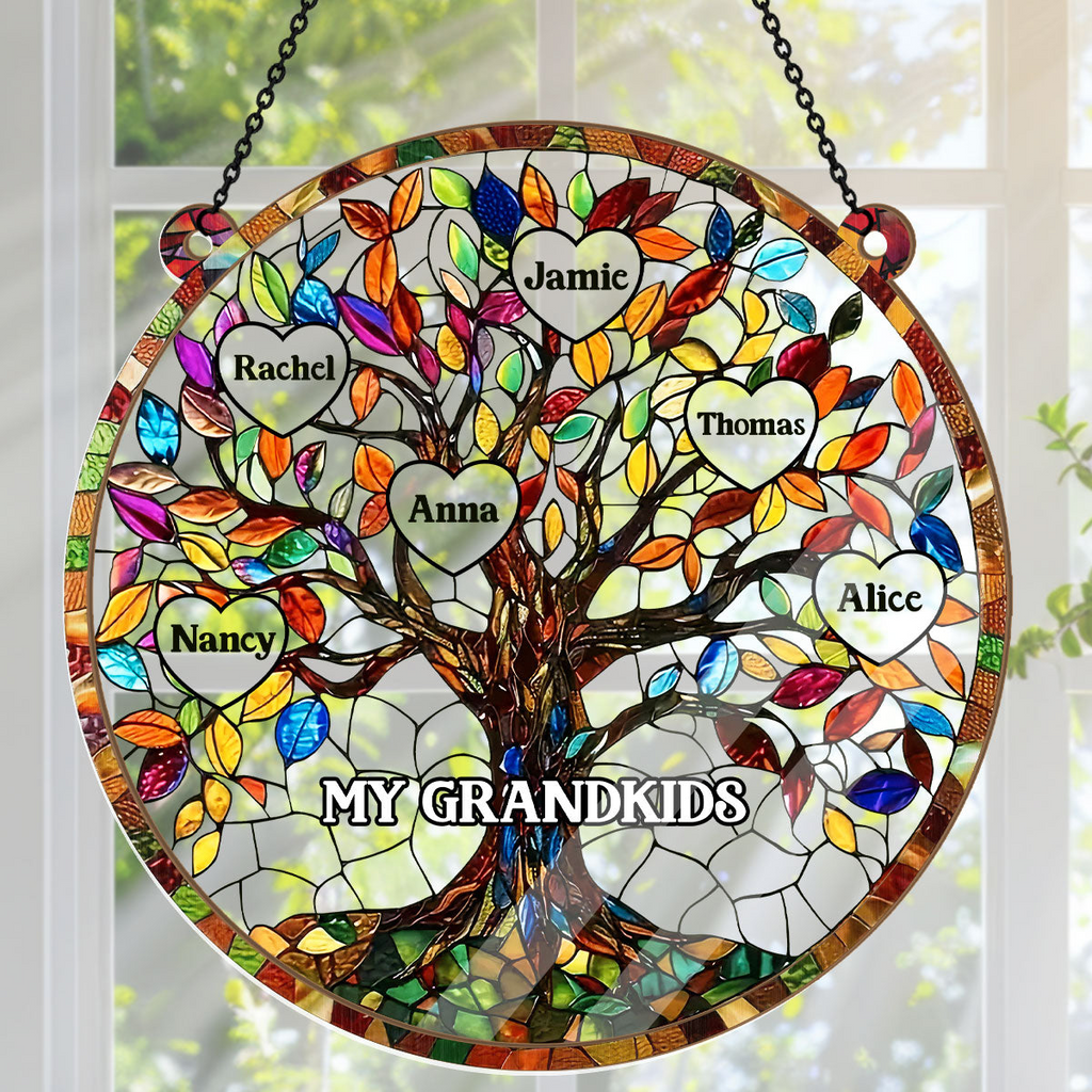 Personalized Family Tree Suncatcher Gift for Grandma, Mom