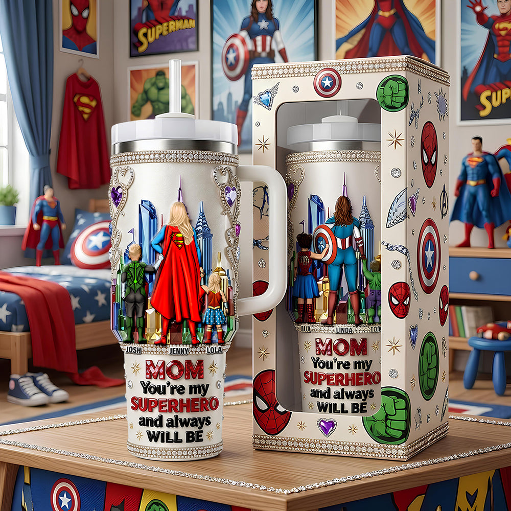 Personalized Mom Tumbler Superhero Gift | Custom Insulated Drinkware