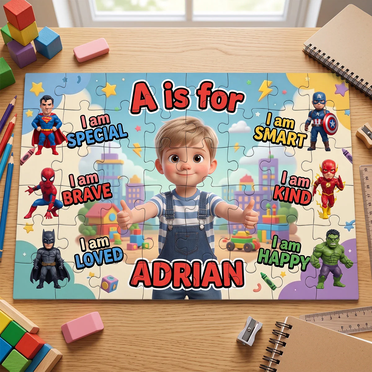 Personalized Kids Puzzle with Custom Photo and Name - Gift for Son