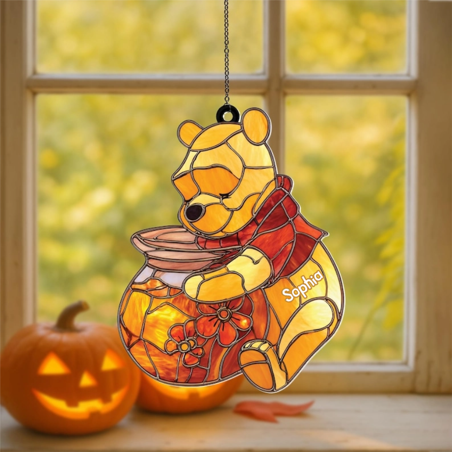 Personalized Window Hanging Suncatcher Honey Bear Gift for Kids