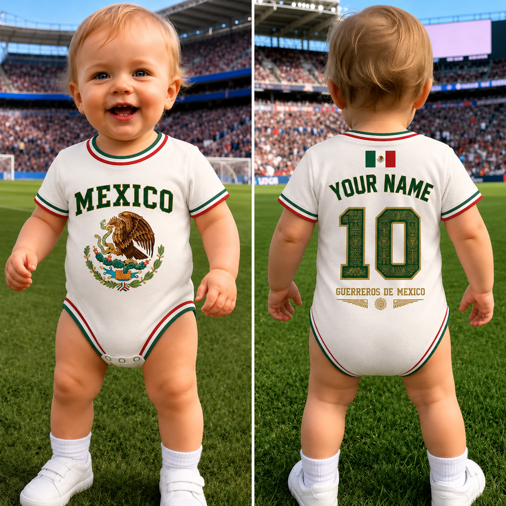 Personalized Mexico Soccer Baby Jersey Bodysuit Gift for New Moms