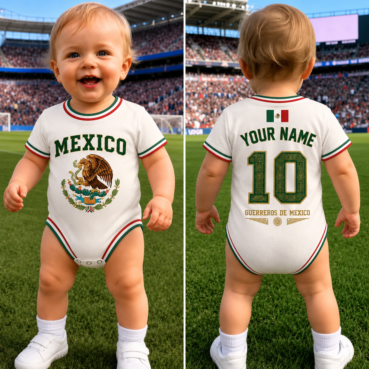 Personalized Mexico Soccer Baby Jersey Bodysuit Gift for New Moms