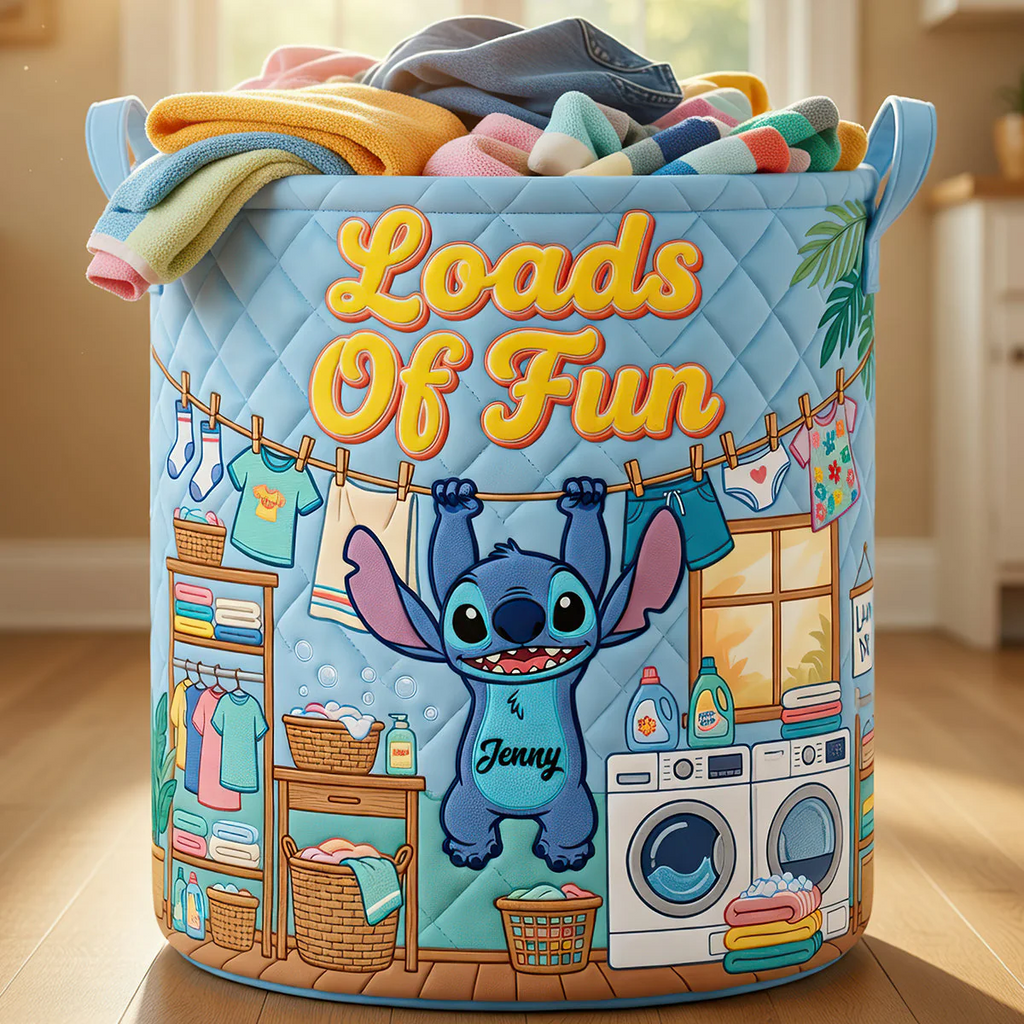 Personalized Quilted Laundry Basket Custom Design for Family Gift Quilted Laundry Basket GradoCreations