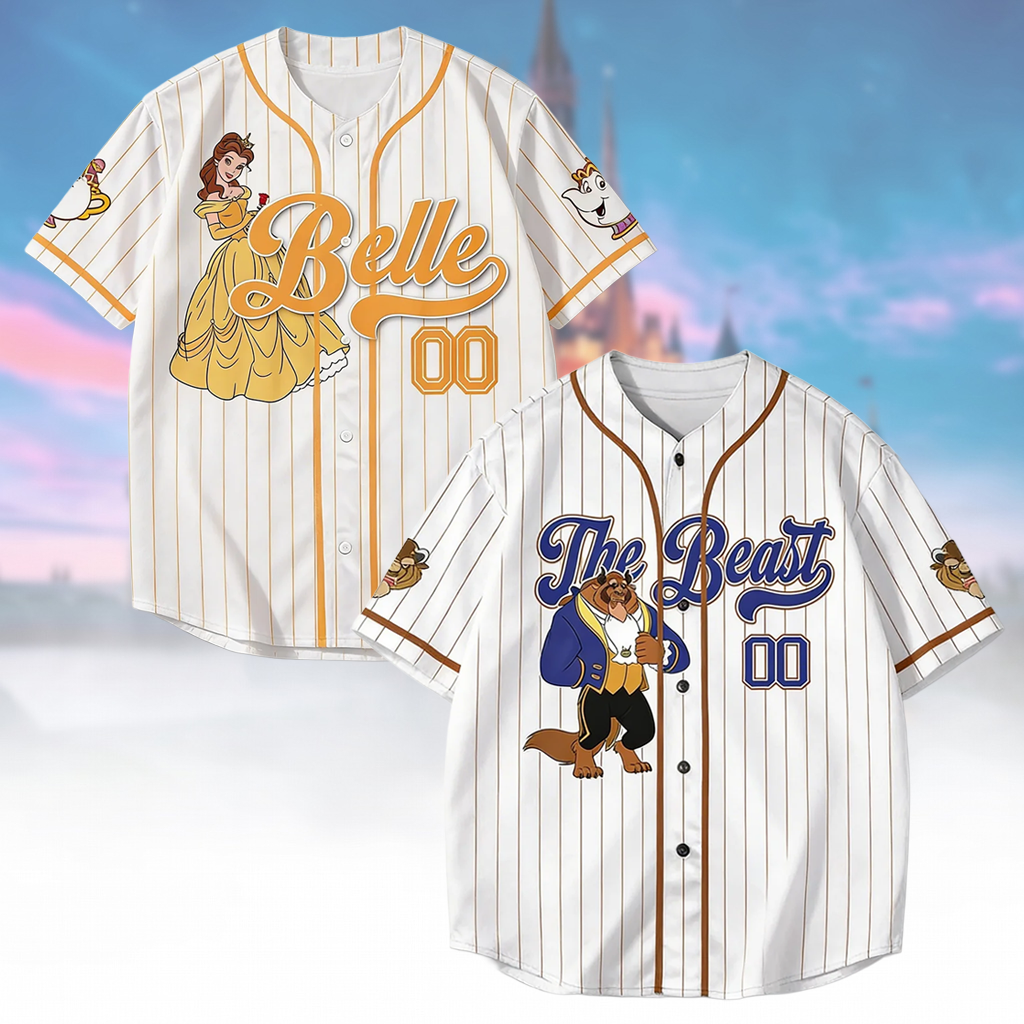 Personalized Baseball Jersey Belle and Beast Gift for Couples Baseball Jersey GradoCreations