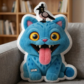 Personalized Blue Cat Monster Pillow Custom Name Gift for Kids Pillow GradoCreations