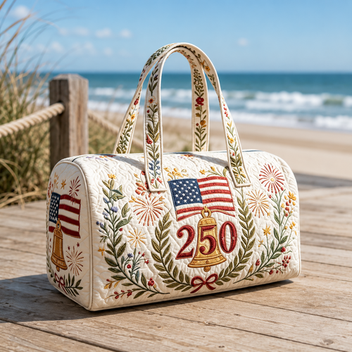 American Flag Quilted Duffle Bag Custom Gift for Patriots Quilted Duffle Bag GradoCreations