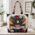 Patriotic Eagle Floral Quilted Tote Bag Gift for Patriots