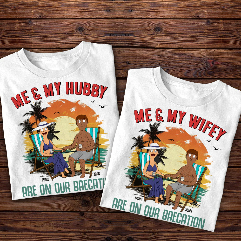 Personalized Beach Couple Shirts Custom Names Gift for Anniversary