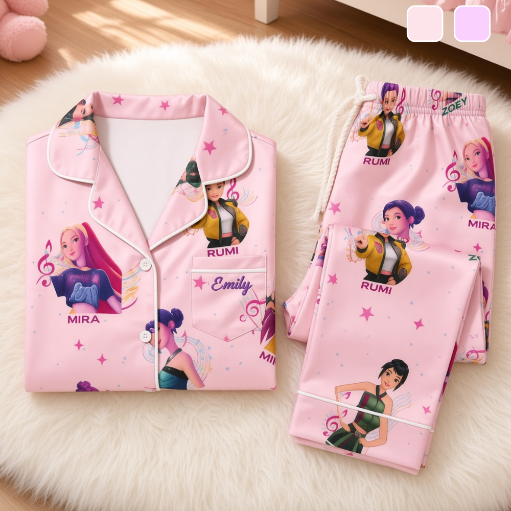 Personalized Pajama Set for Kids with Fantasy Girls Design Pajama Set GradoCreations