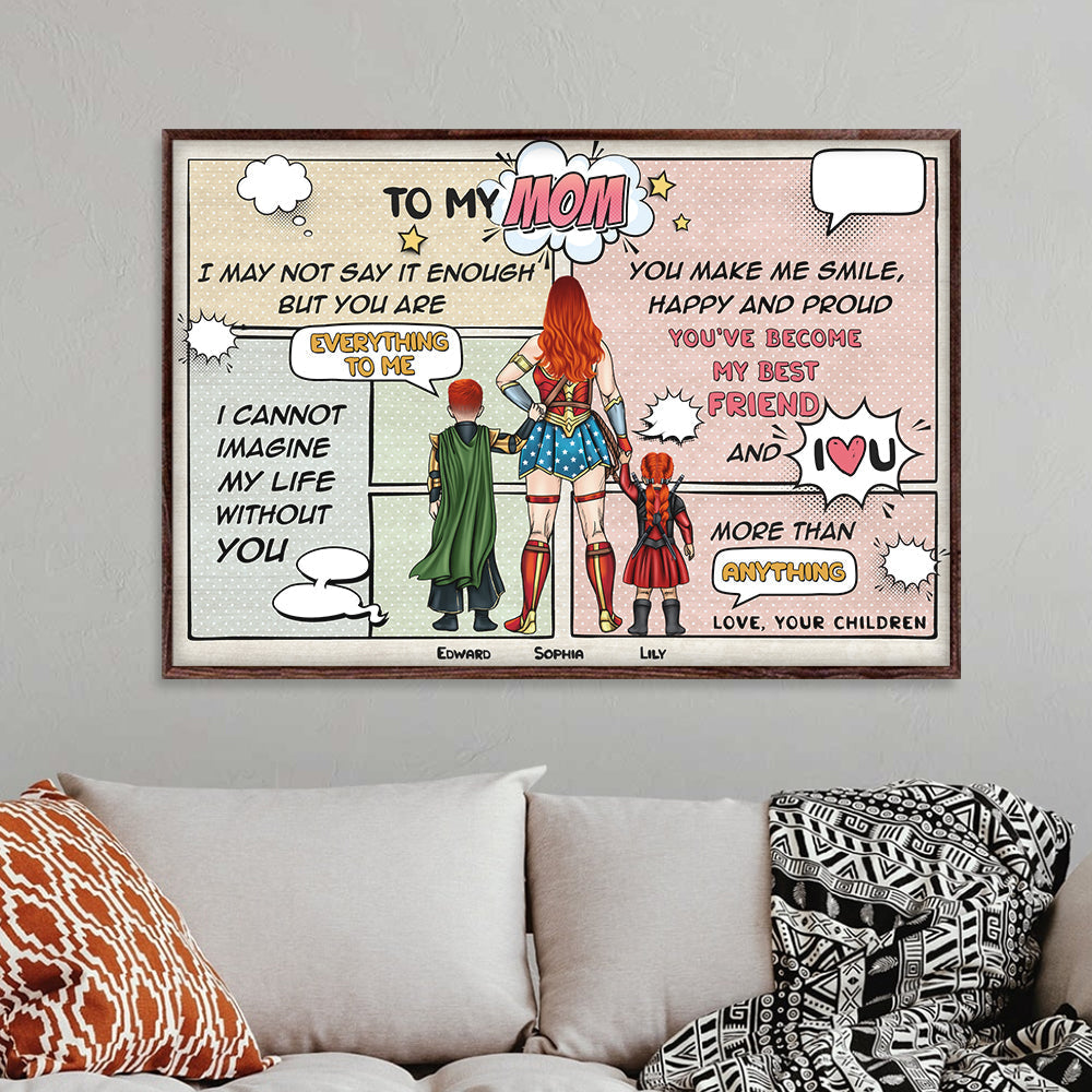 Personalized Super Hero Mom Canvas Poster Gift for Mother's Day