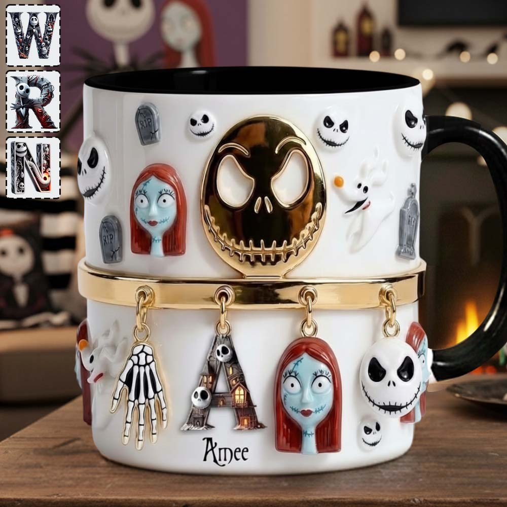 Personalized Spooky Character Mug Custom Name Gift for Movie Fans