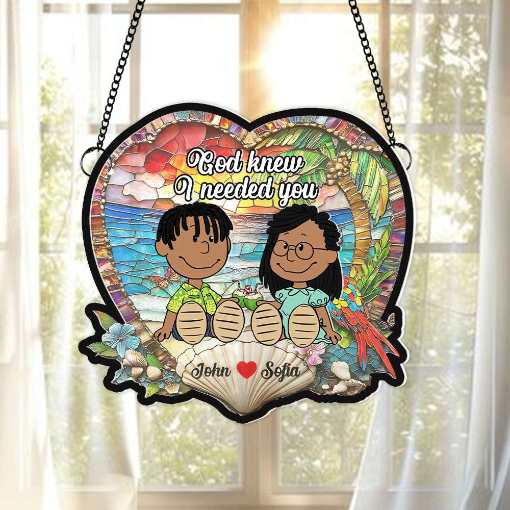 Personalized Glass Suncatcher Ornament Gift for Couple