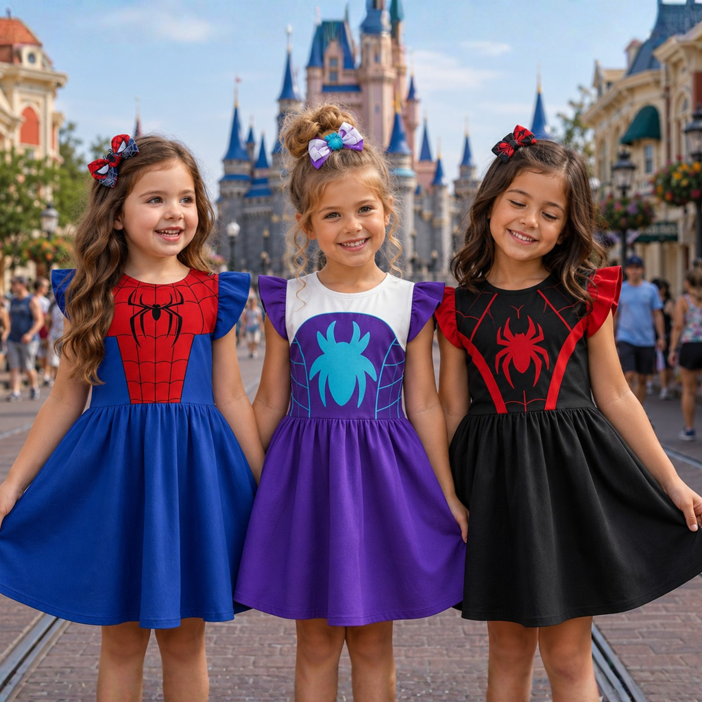Personalized Superhero Costume Dress for Kids - Halloween Gift Kid Dress GradoCreations