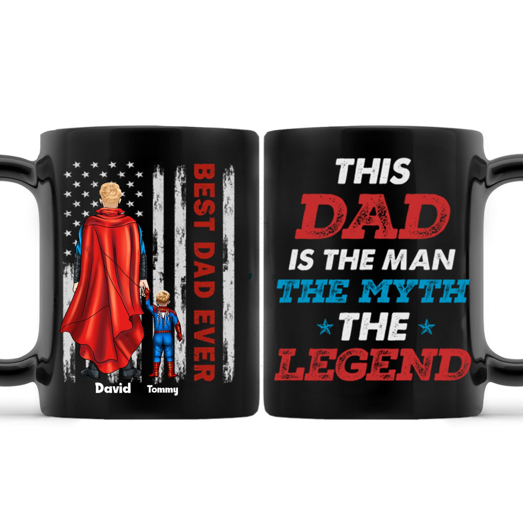 Personalized Super Dad Black Mug Gift for Father's Day
