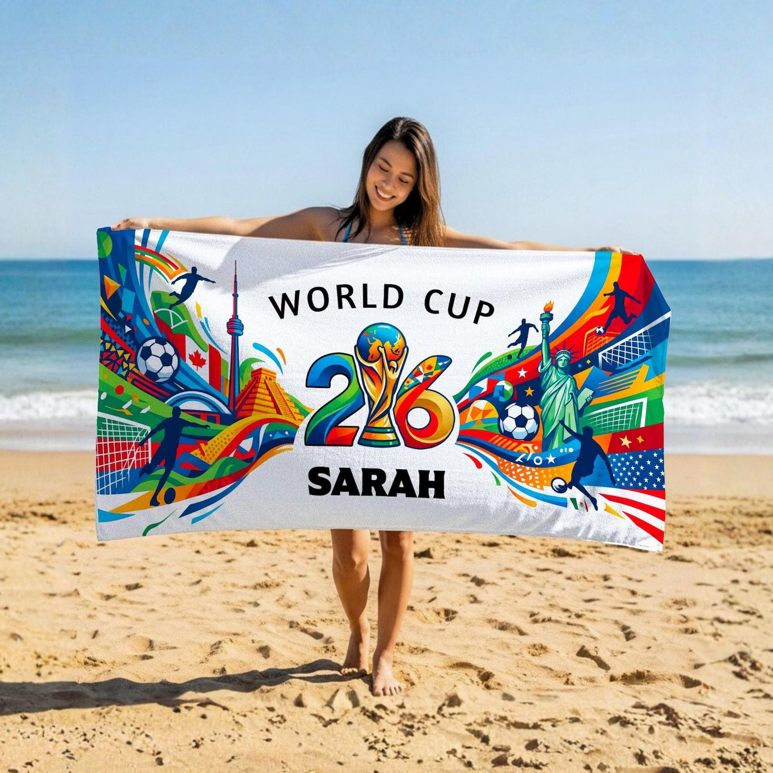 Personalized Beach Towel World Cup 2026 Gift for Soccer Fans