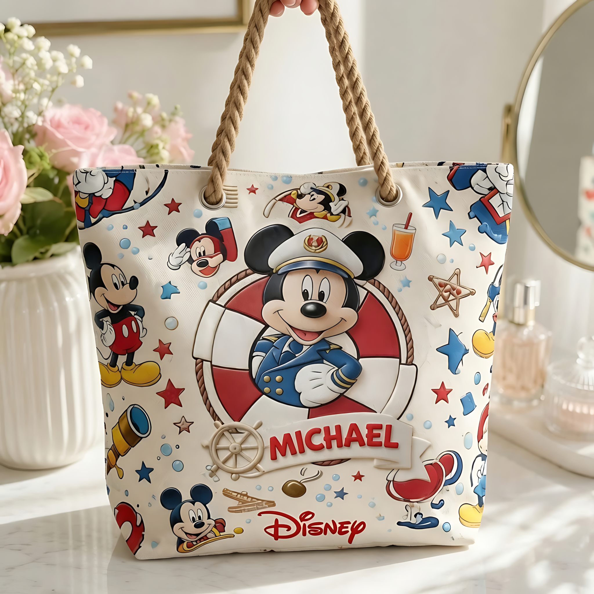 Personalized Disney Beach Bag Custom Name Gift for Movie Fans Beach Bag GradoCreations