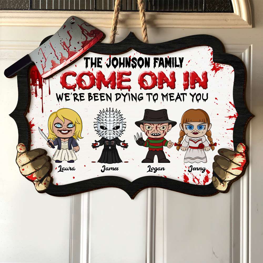 Personalized Horror Movie Family Wood Sign Custom Gift for Halloween