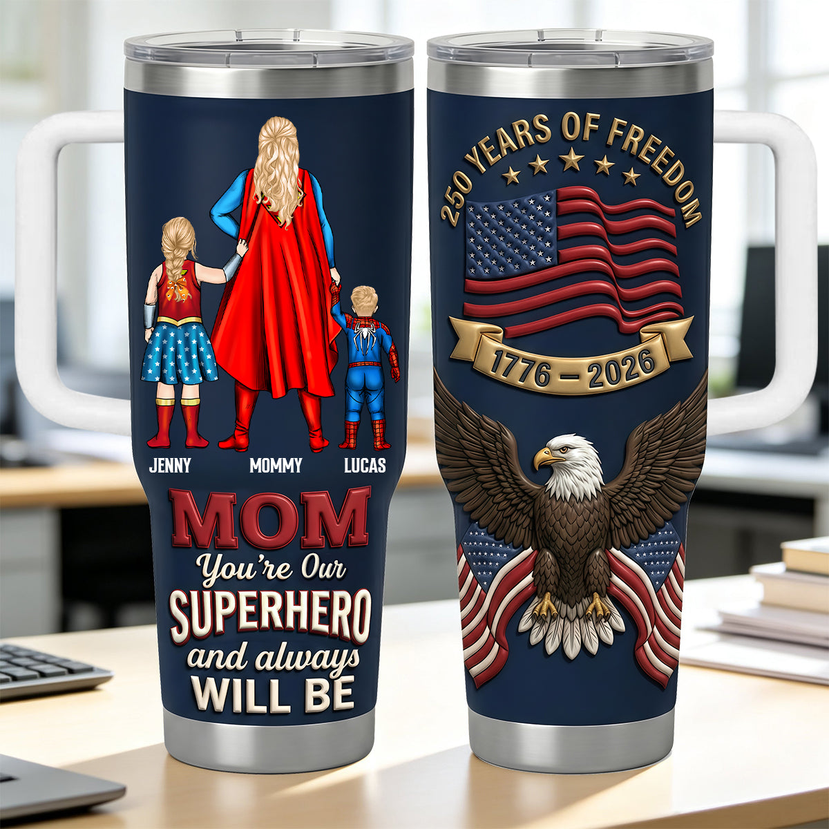 Personalized Freedom Tumbler for Mom and Kids - Custom Family Gift Tumbler GradoCreations