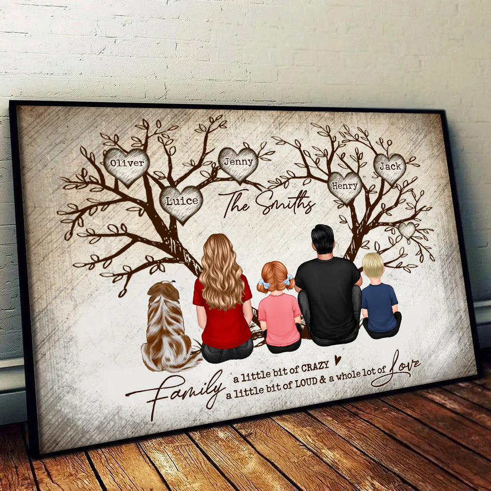 Personalized Family Name Heart Tree Canvas Wall Art Gift for Parents