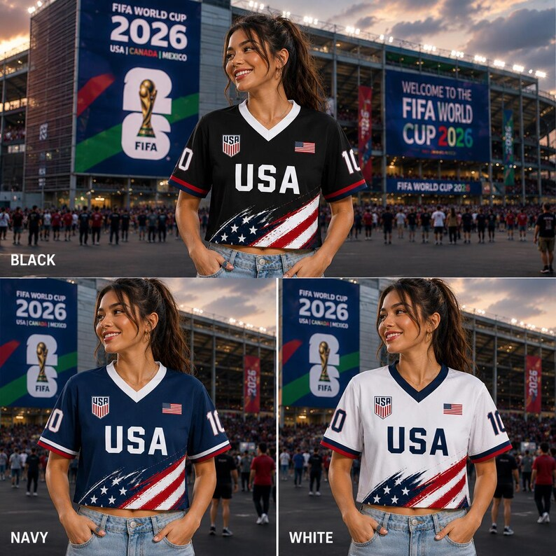 Personalized USA Soccer Jersey Crop Top Custom Name Gift for Fans