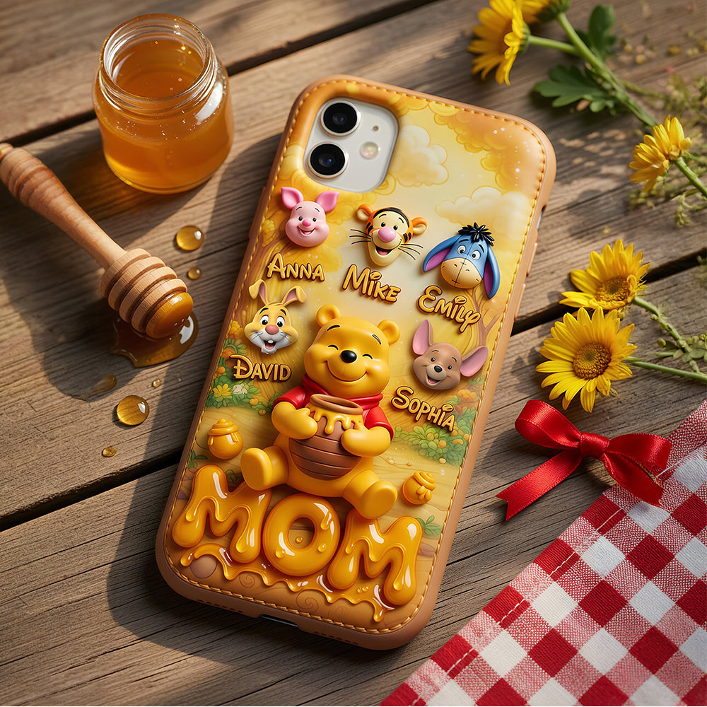 Personalized Phone Case with Honey Bear Design for Mom - Mother's Day Gift Phone Case GradoCreations