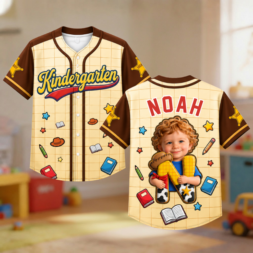 Personalized Cowboy Photo Baseball Jersey Kids Custom Gift Kid Baseball Jersey GradoCreations
