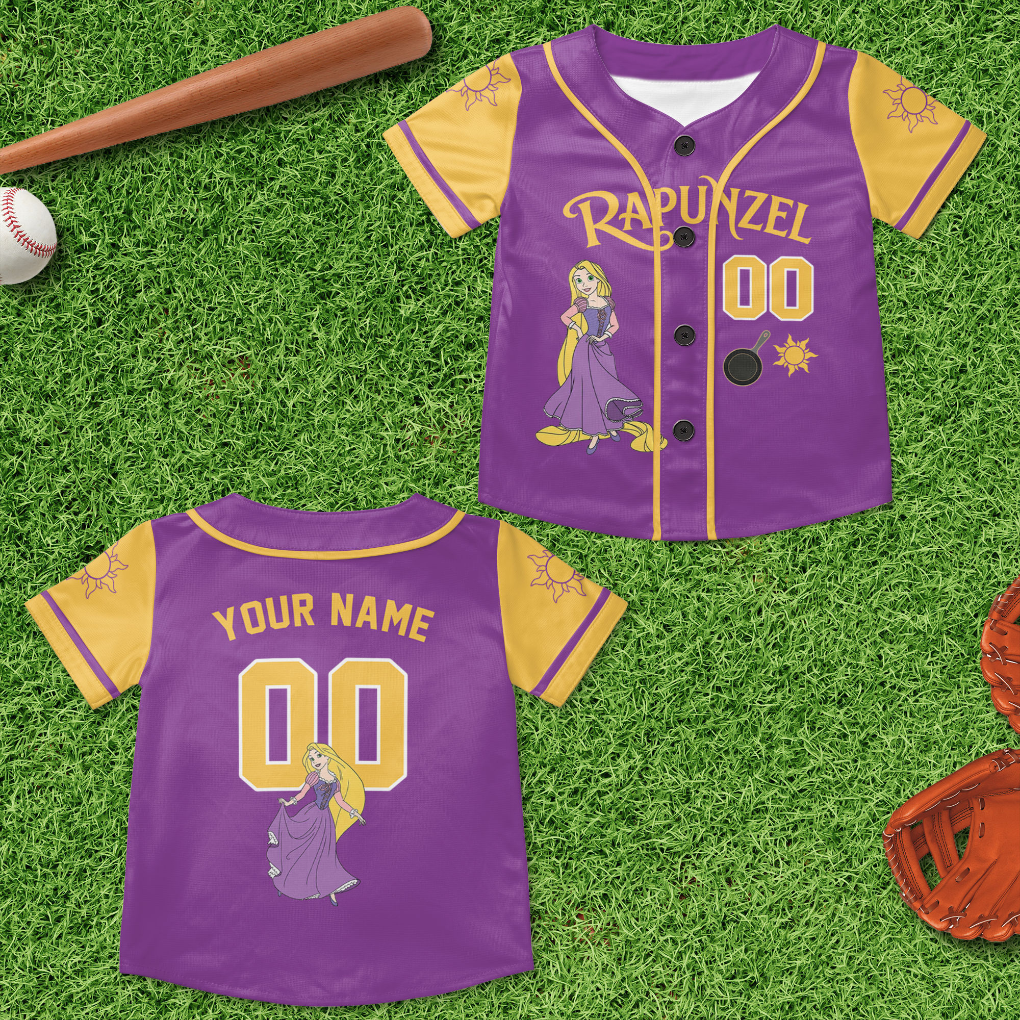 Personalized Rapunzel Baseball Jersey for Kids and Adults - Unique Movie Gift Baseball Jersey GradoCreations