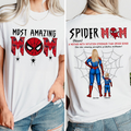 Personalized Spider Mom Shirt Gift for Mother's Day - 2 Sides Cotton Apparel GradoCreations