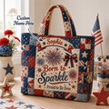 Personalized Quilted Tote Bag with Fireworks Design for 4th of July Patriot Gift