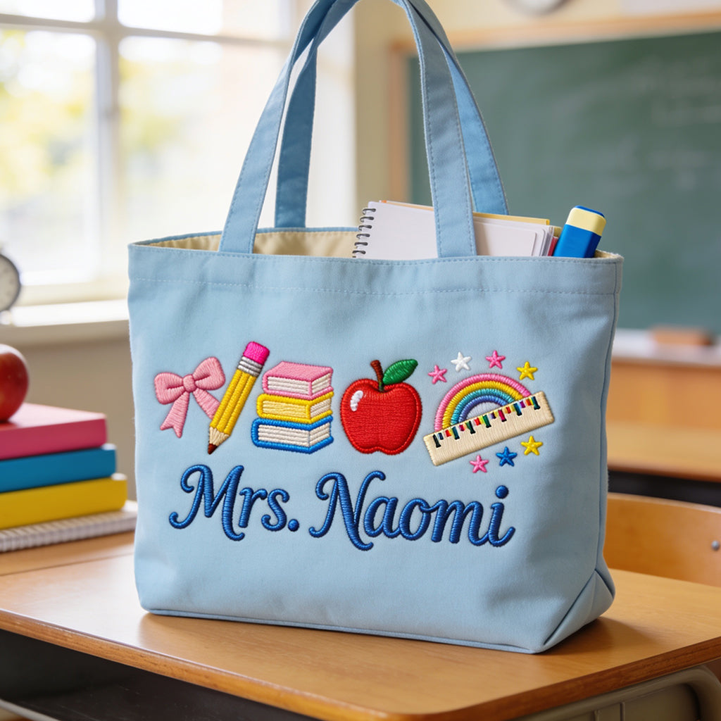Personalized Teacher Tote Bag Custom Name Gift for Educators