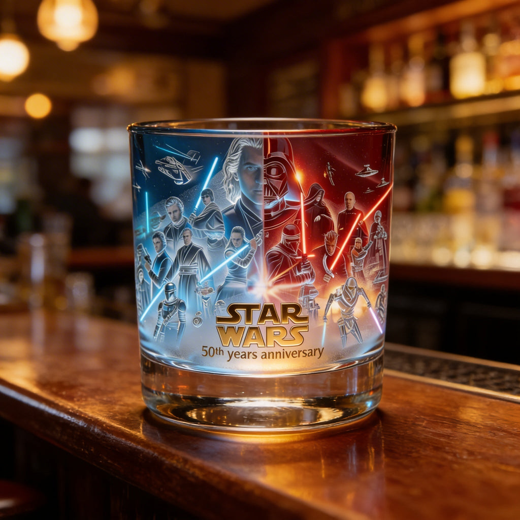 Personalized Whiskey Glass Star Wars 50th Anniversary Gift for Movie Fans