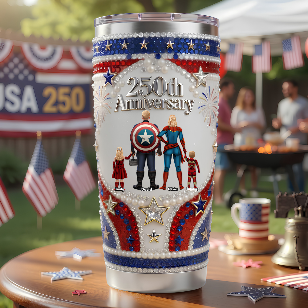 Personalized Patriotic Tumbler 250th Anniversary Family Gift
