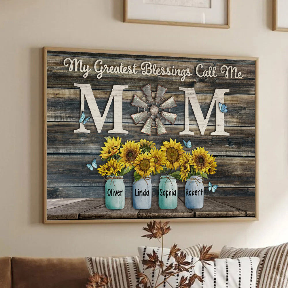 Personalized Canvas Print My Greatest Blessings Call Me Mom Gift for Mother's Day