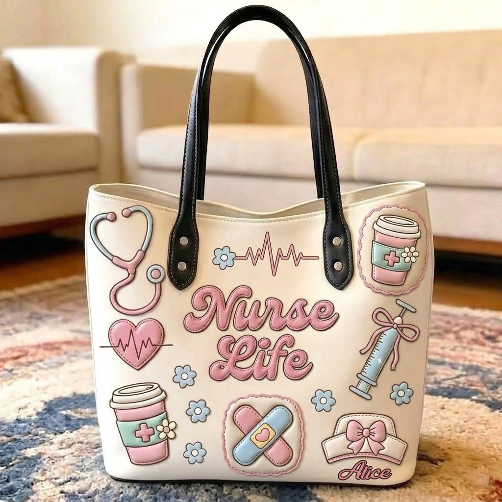 Personalized Nurse Life Tote Bag Custom Name Gift for Nurse