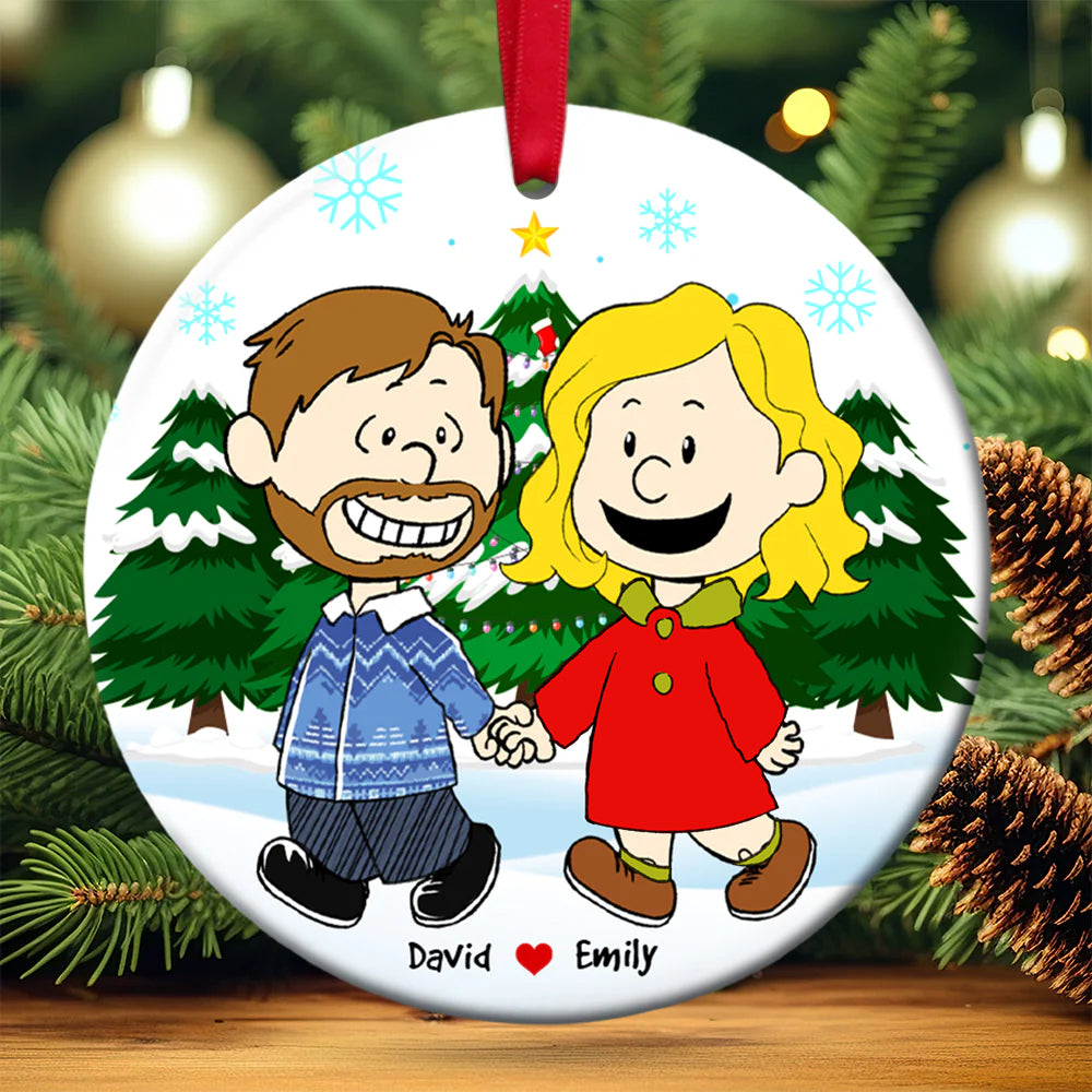 Personalized Ceramic Christmas Ornament for Couples Gift - Peanut Design
