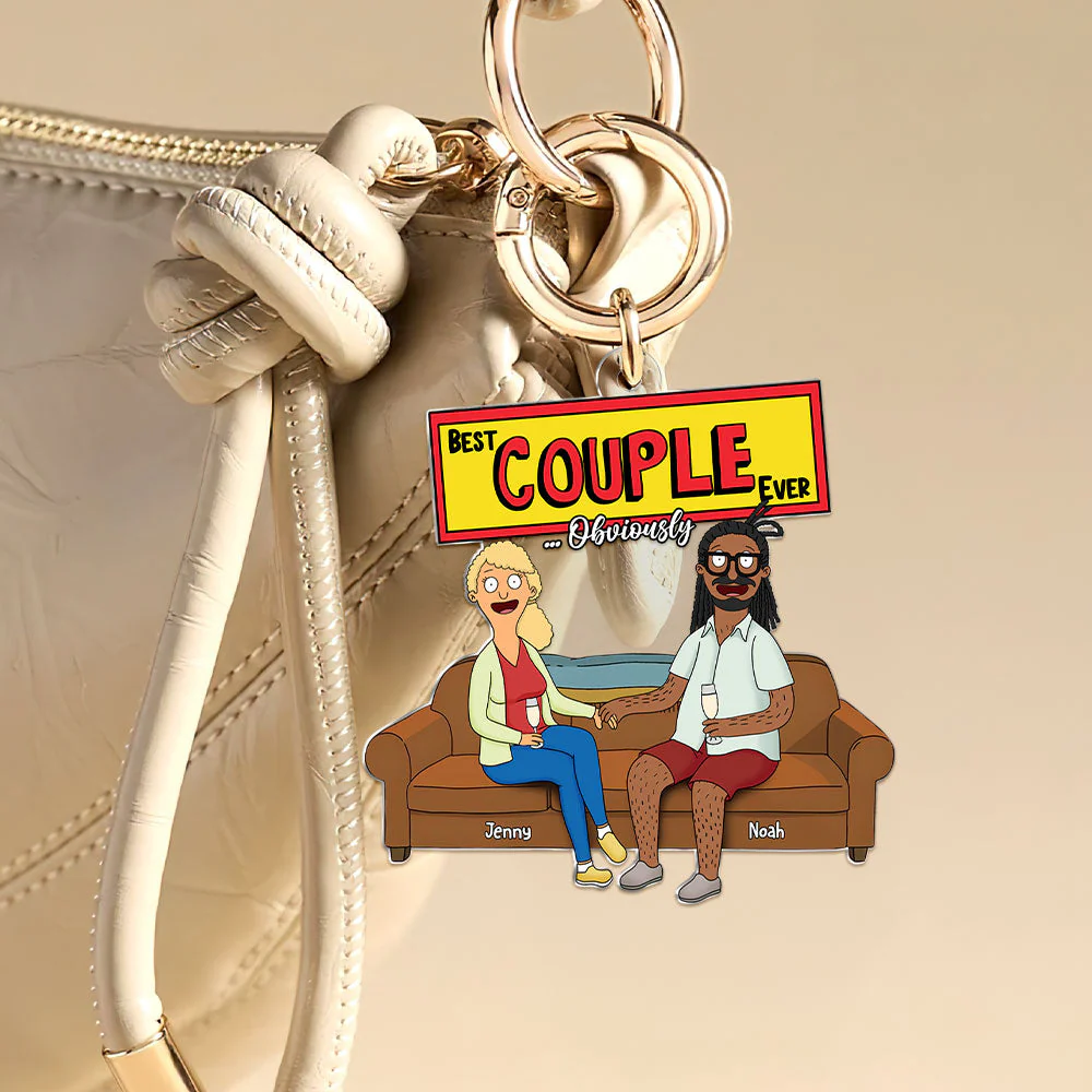Personalized Funny Burger Couple Keychain Gift for Couples