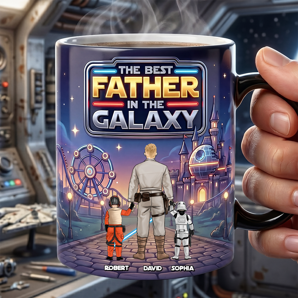 Personalized Color Changing Mug for Dad - Best Father in the Galaxy - Gift for Father's Day Color Changing Mug GradoCreations