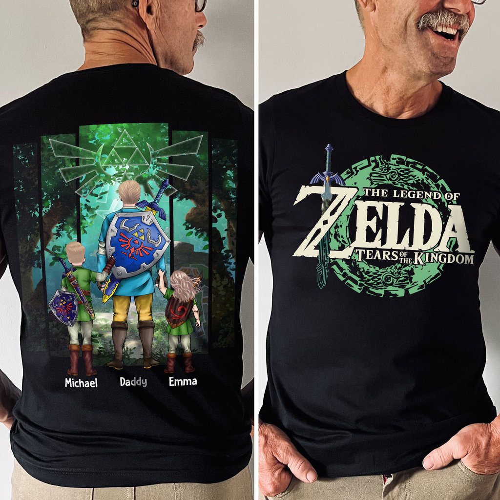 Personalized Zelda Dad T-Shirt Custom Name Gift for Father's Day