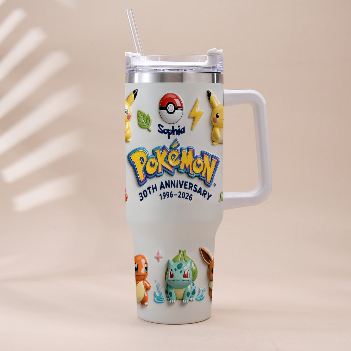 Personalized 30th Anniversary Pokémon Tumbler 40oz Cup Gift for Movie Fans