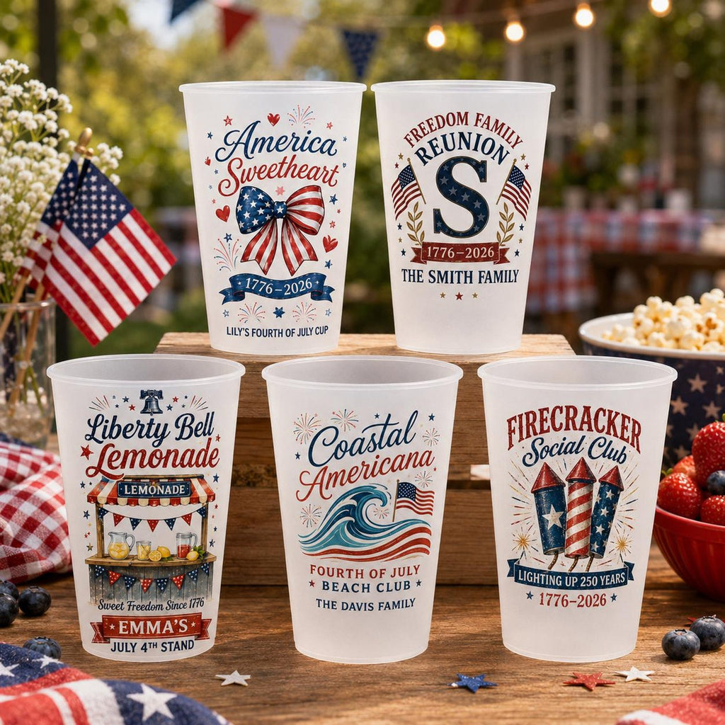 Personalized Frosted Drinkware Cups for Patriotic Family Events