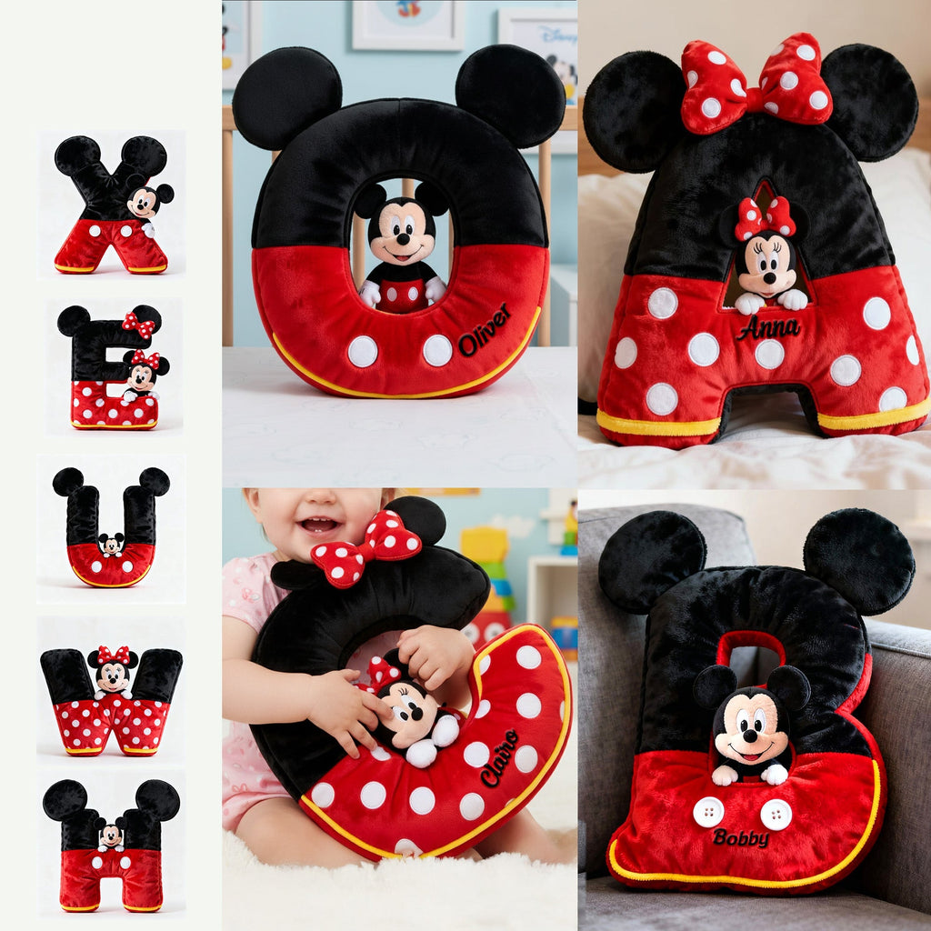 Personalized Mickey Mouse Shaped Pillow Custom Name Gift for Kids Pillow GradoCreations